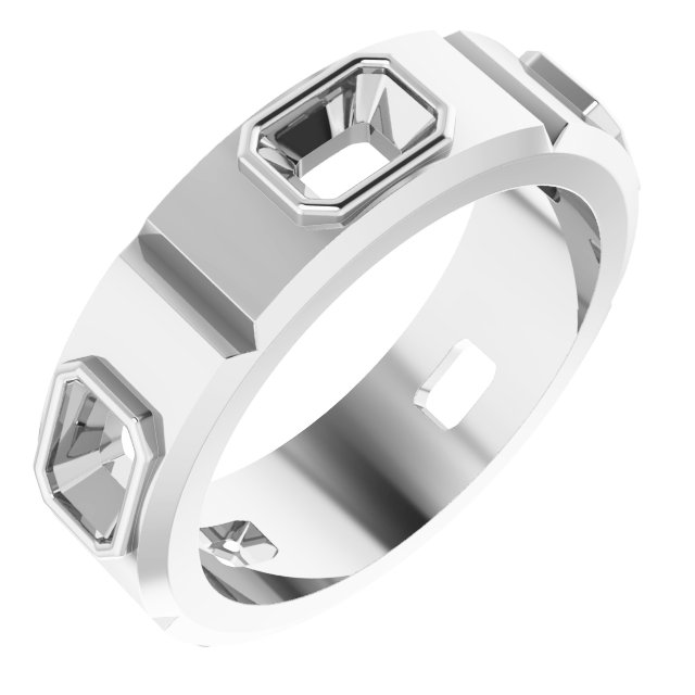 Bezel-Set Beveled-Edge Geometric Band