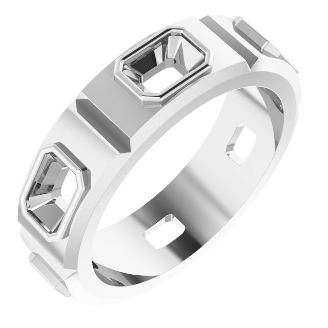 Bezel-Set Beveled-Edge Geometric Band