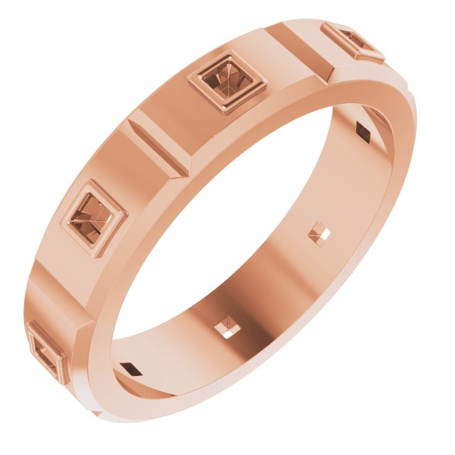Bezel-Set Beveled-Edge Geometric Band
