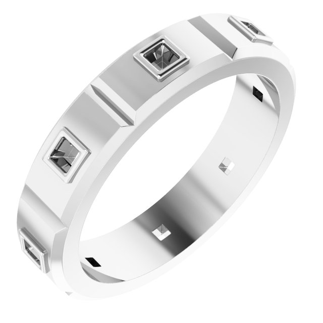 Bezel-Set Beveled-Edge Geometric Band