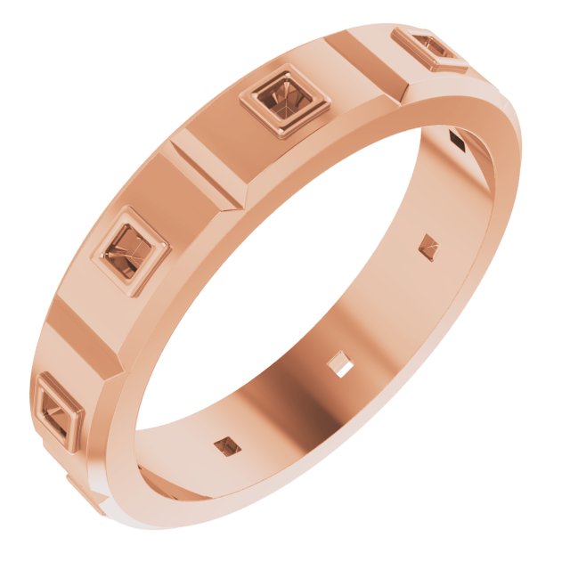 Bezel-Set Beveled-Edge Geometric Band