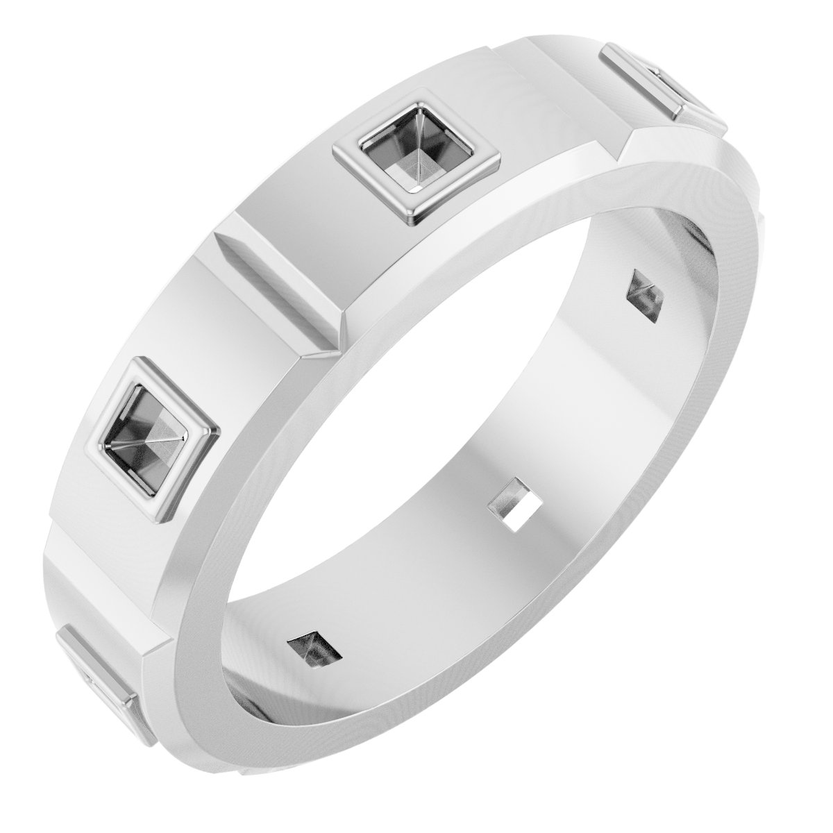 Bezel-Set Beveled-Edge Geometric Band