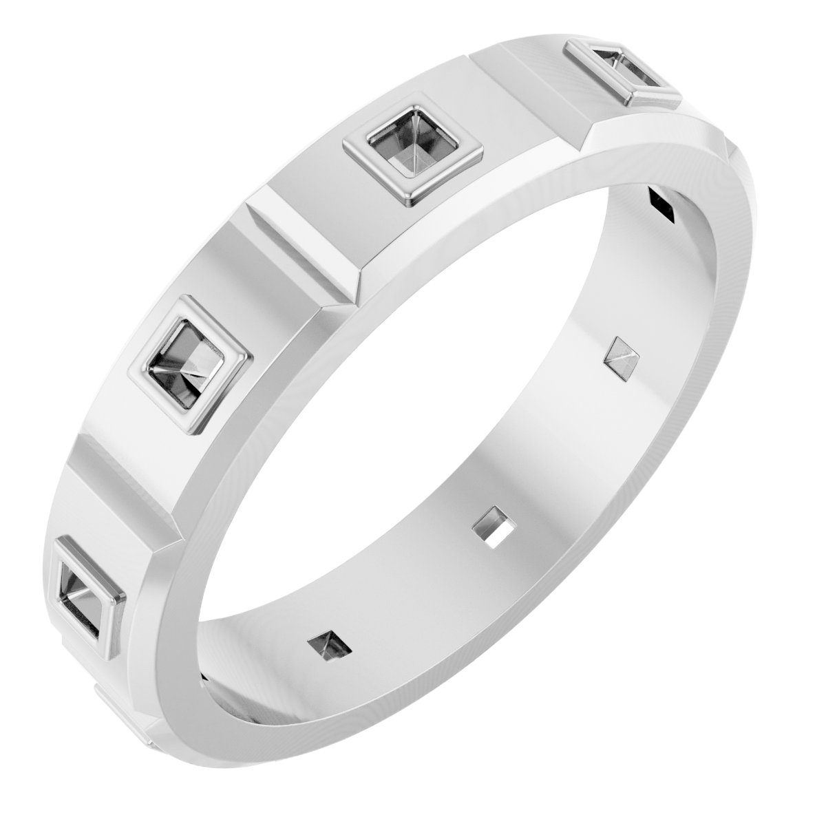 Bezel-Set Beveled-Edge Geometric Band