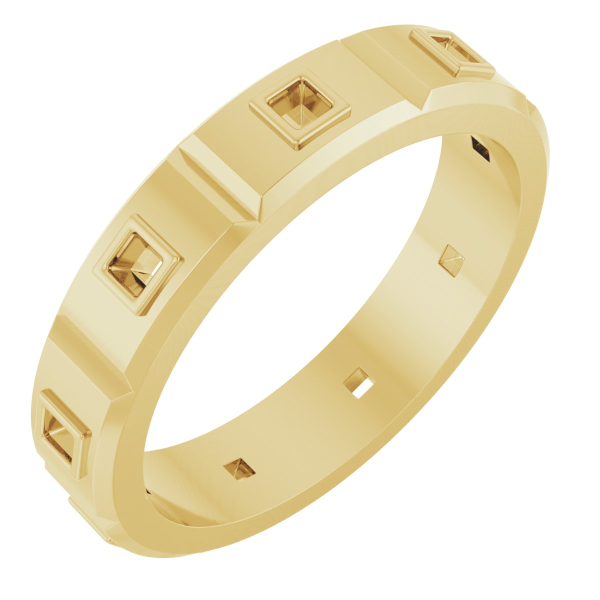 Bezel-Set Beveled-Edge Geometric Band