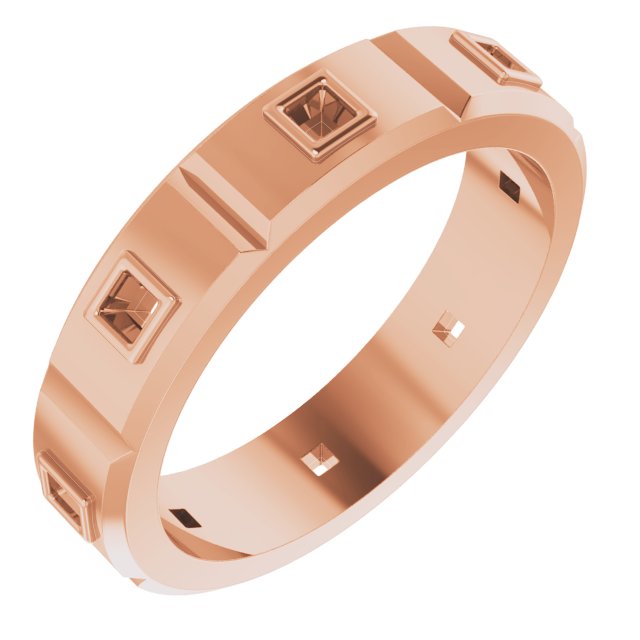 Bezel-Set Beveled-Edge Geometric Band