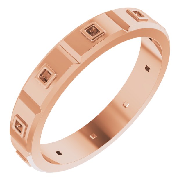 Bezel-Set Beveled-Edge Geometric Band