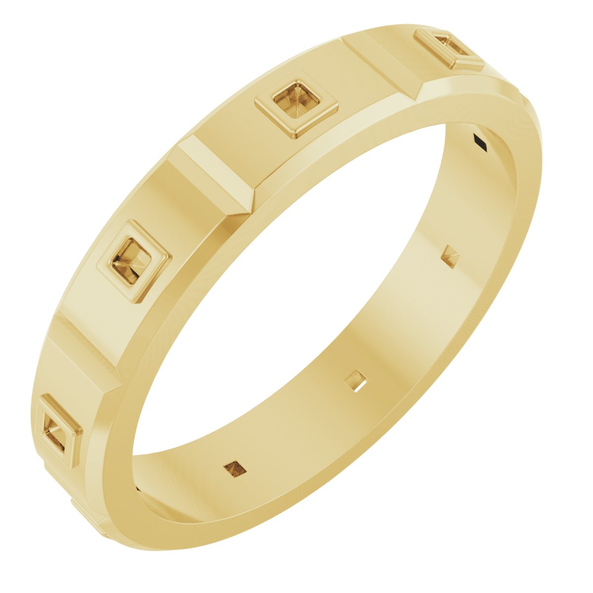 Bezel-Set Beveled-Edge Geometric Band