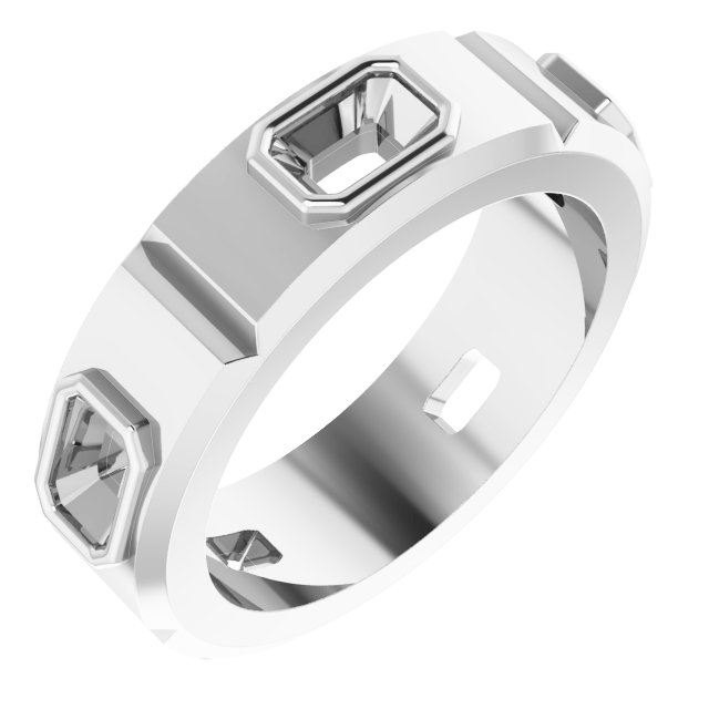 Bezel-Set Beveled-Edge Geometric Band