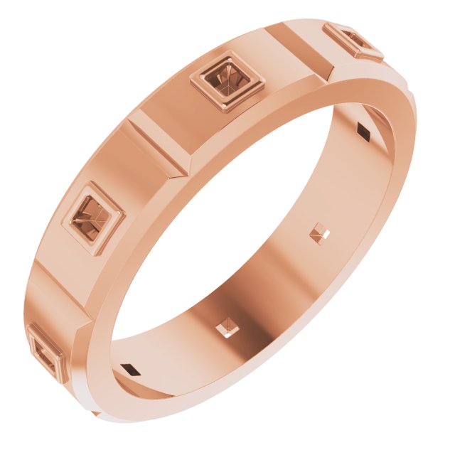 Bezel-Set Beveled-Edge Geometric Band