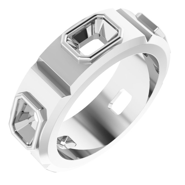 Bezel-Set Beveled-Edge Geometric Band