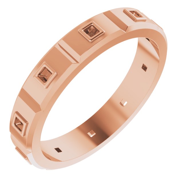 Bezel-Set Beveled-Edge Geometric Band