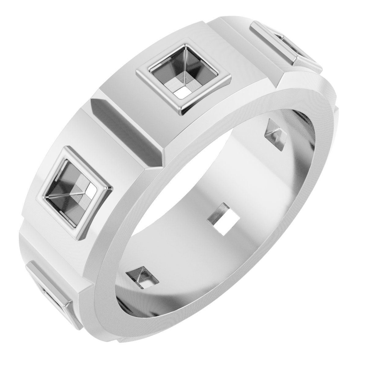 Bezel-Set Beveled-Edge Geometric Band