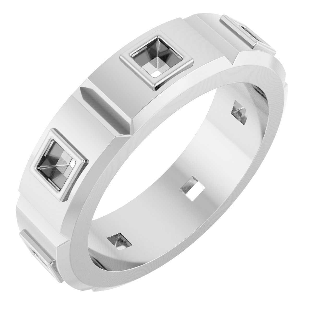 Bezel-Set Beveled-Edge Geometric Band