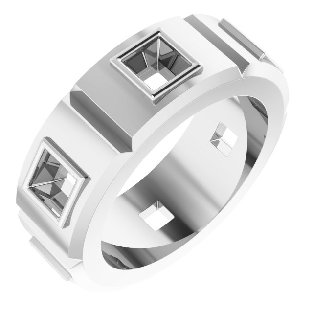 Bezel-Set Beveled-Edge Geometric Band
