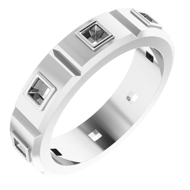 Bezel-Set Beveled-Edge Geometric Band