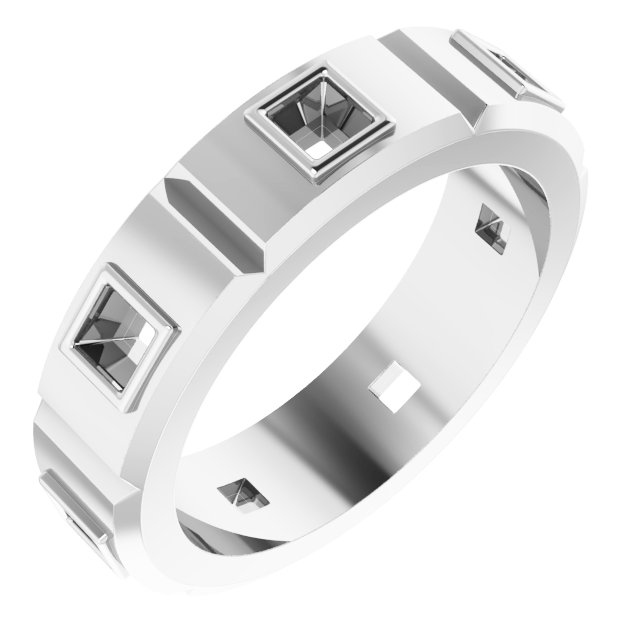 14K White 2.75x2.75 mm Square Mens Band Mounting Size 9