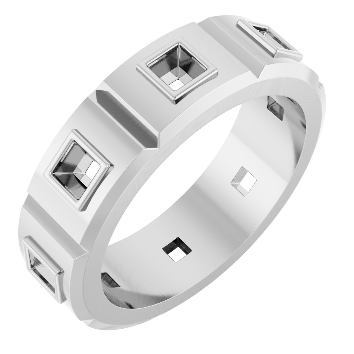 Bezel-Set Beveled-Edge Geometric Band