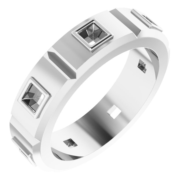 Bezel-Set Beveled-Edge Geometric Band