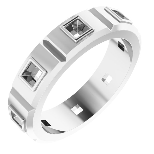 Bezel-Set Beveled-Edge Geometric Band