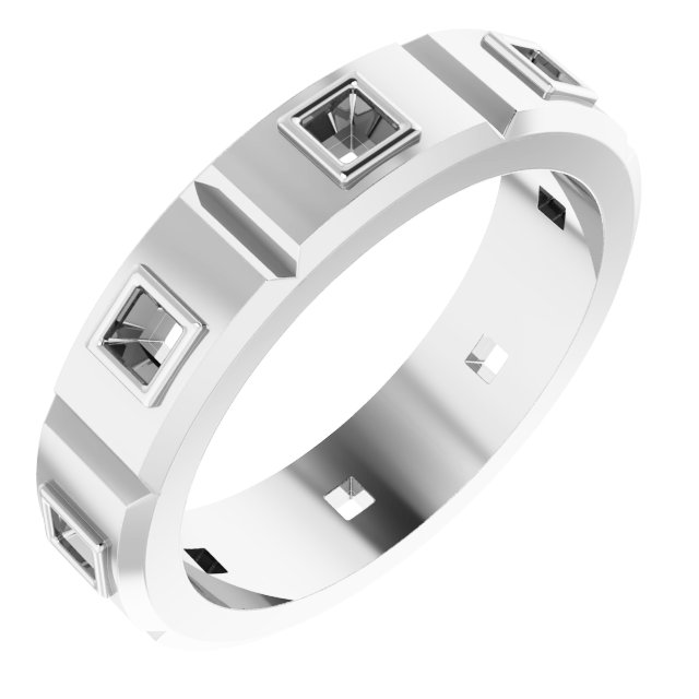 Bezel-Set Beveled-Edge Geometric Band
