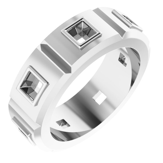 Bezel-Set Beveled-Edge Geometric Band