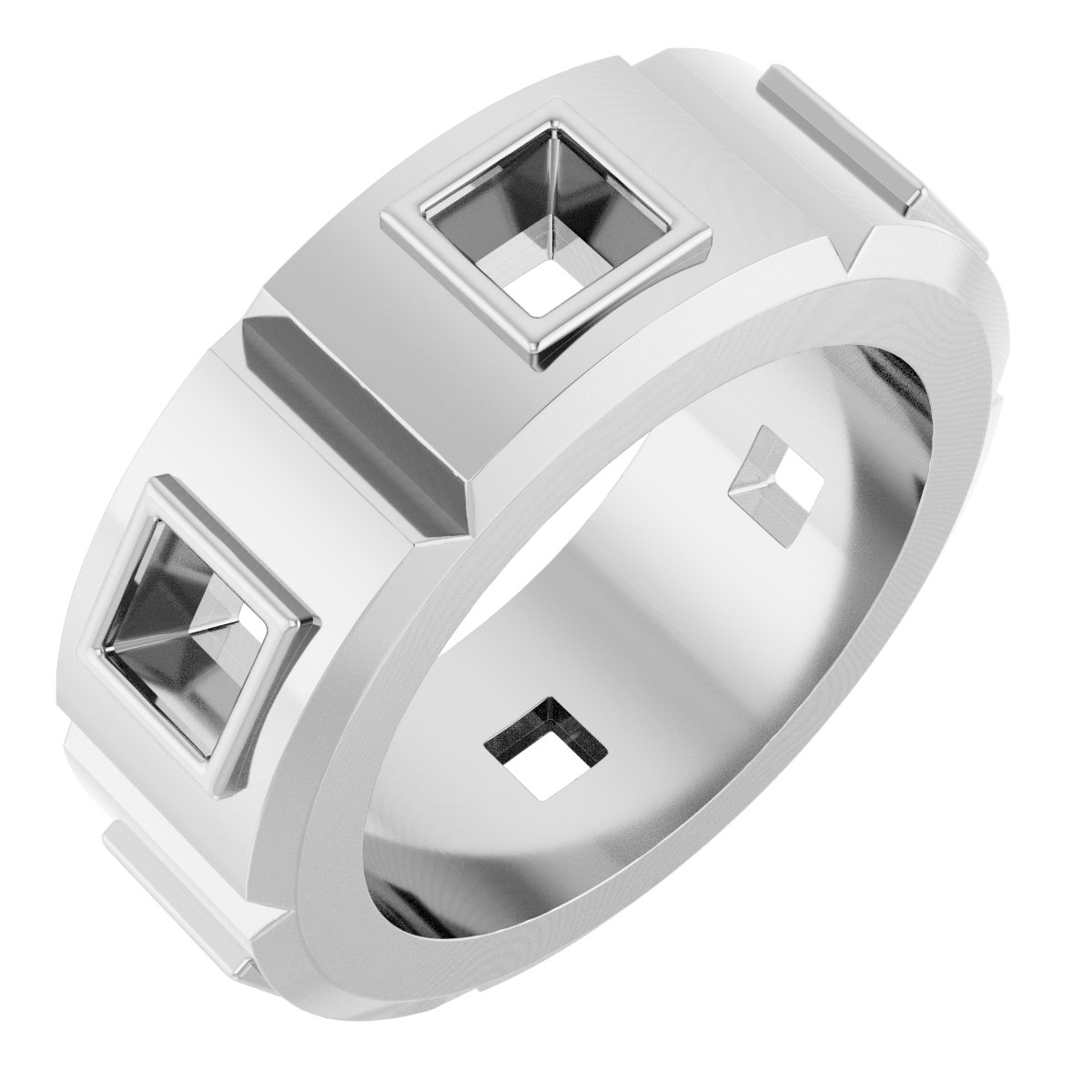 Bezel-Set Beveled-Edge Geometric Band