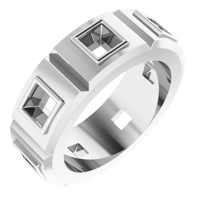 Bezel-Set Beveled-Edge Geometric Band