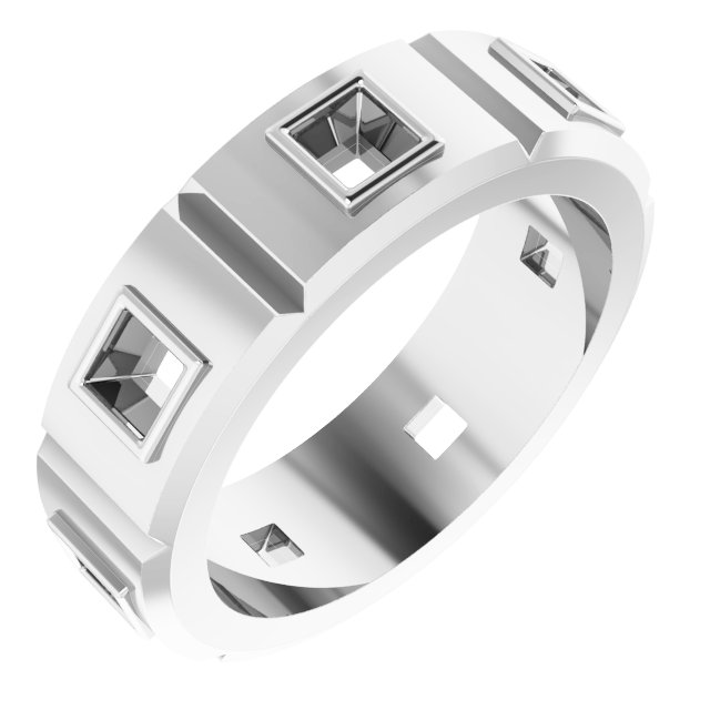 Bezel-Set Beveled-Edge Geometric Band