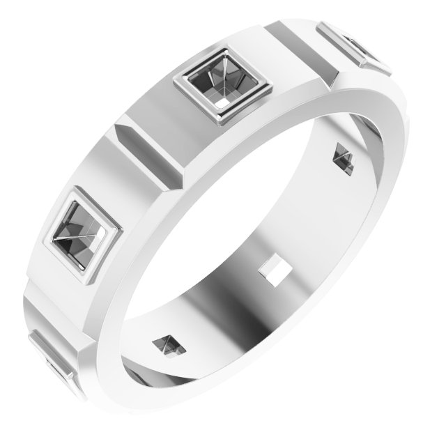 Bezel-Set Beveled-Edge Geometric Band