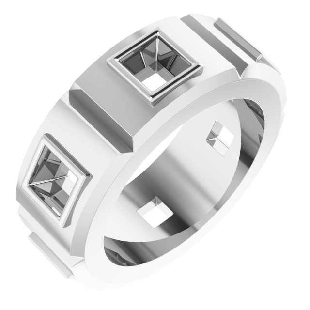Bezel-Set Beveled-Edge Geometric Band
