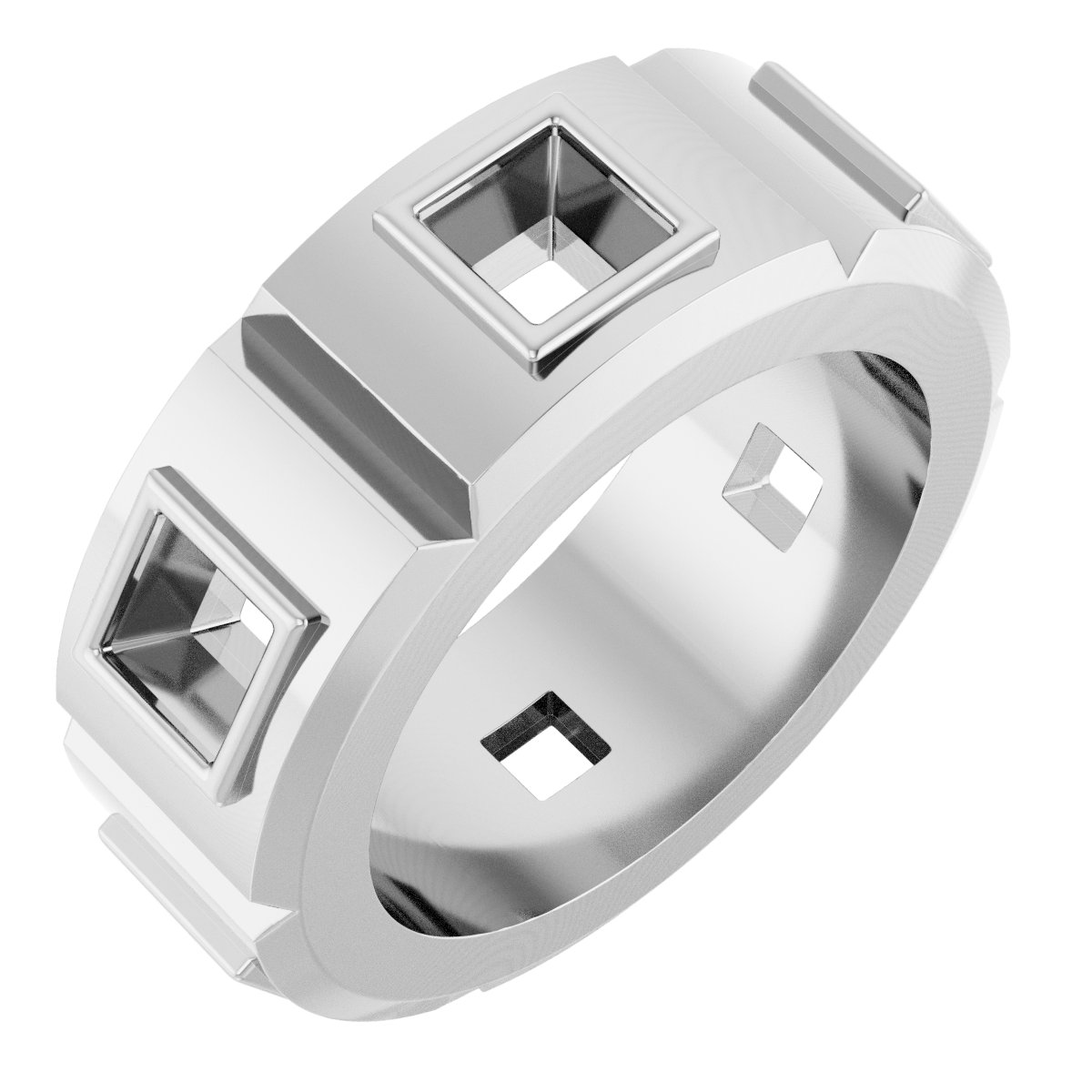 Bezel-Set Beveled-Edge Geometric Band