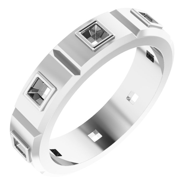 Bezel-Set Beveled-Edge Geometric Band