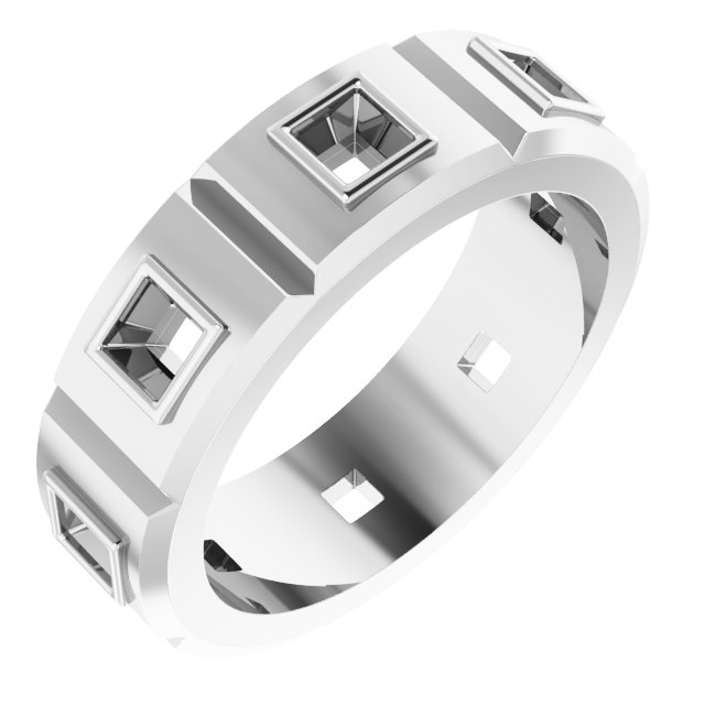 Bezel-Set Beveled-Edge Geometric Band