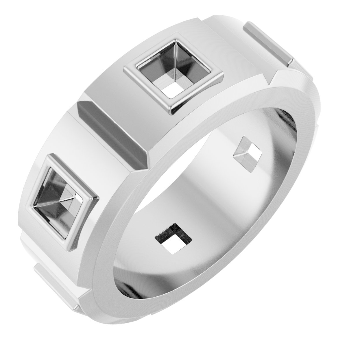 Bezel-Set Beveled-Edge Geometric Band