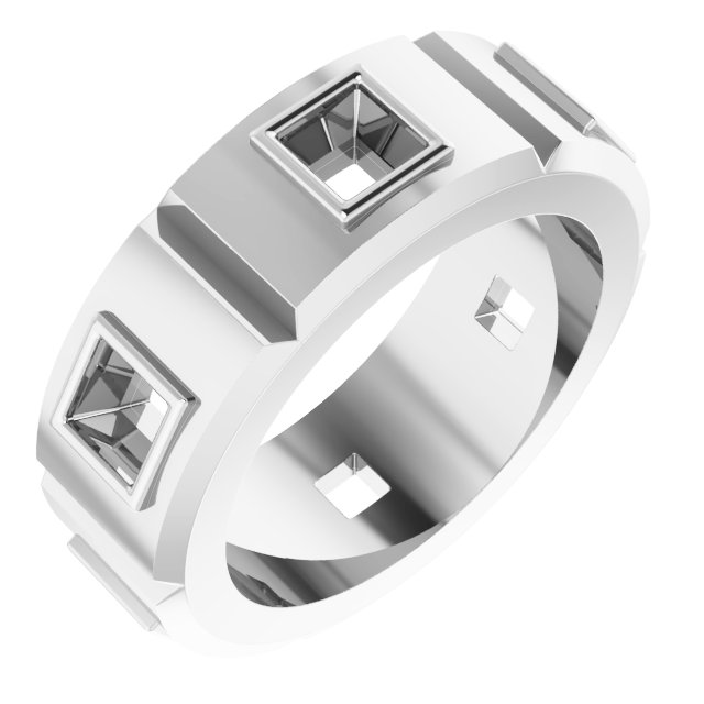 Bezel-Set Beveled-Edge Geometric Band