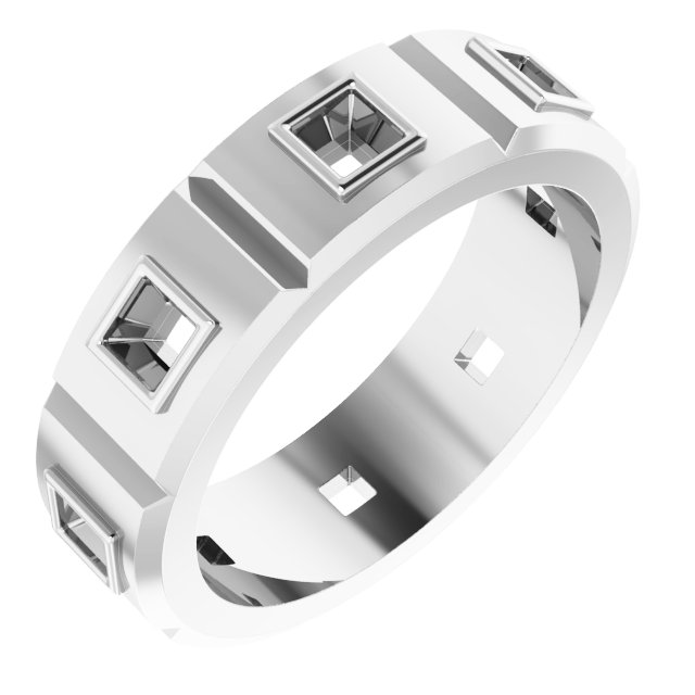 Bezel-Set Beveled-Edge Geometric Band