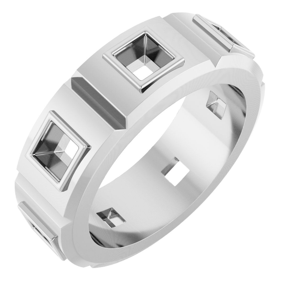 Bezel-Set Beveled-Edge Geometric Band