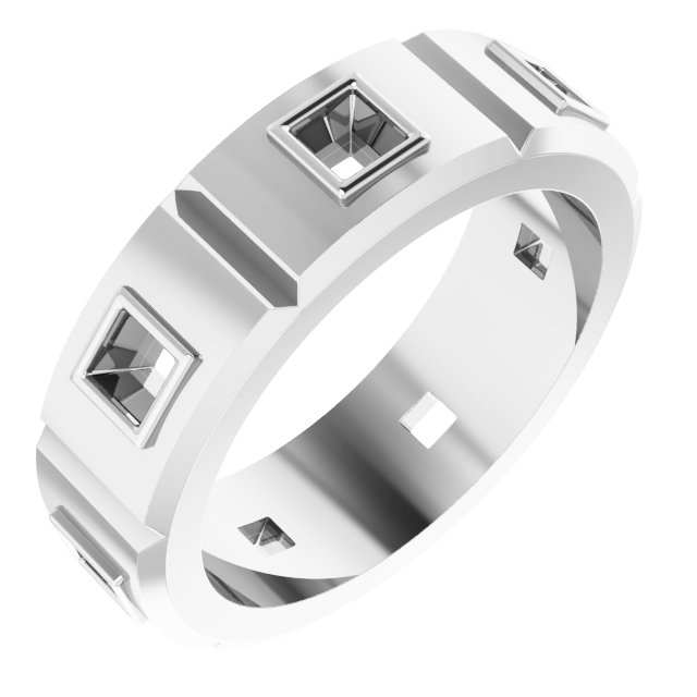 Bezel-Set Beveled-Edge Geometric Band