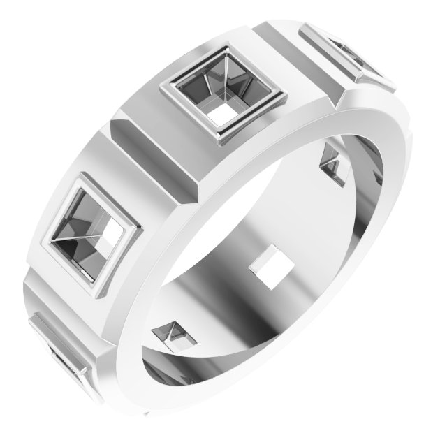 Bezel-Set Beveled-Edge Geometric Band