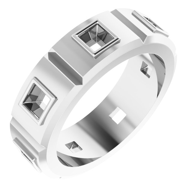 Bezel-Set Beveled-Edge Geometric Band