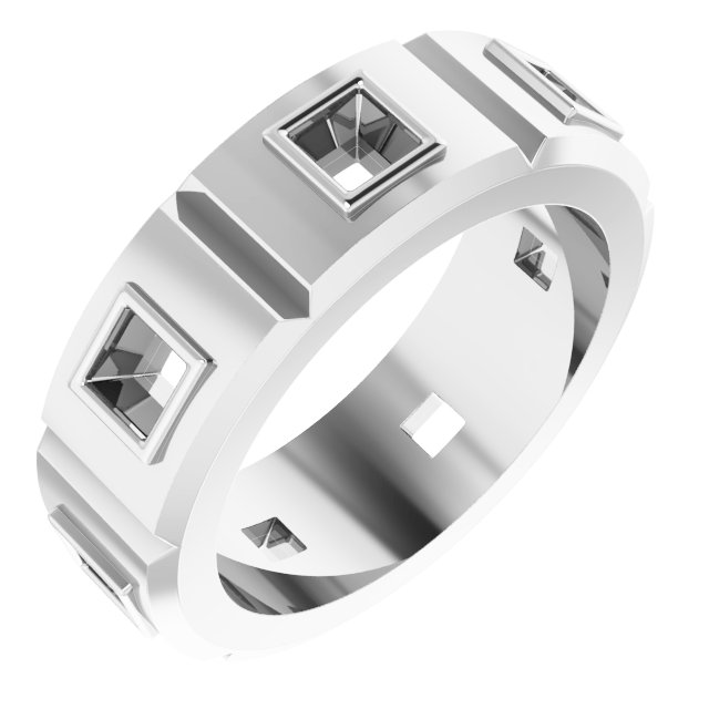 Bezel-Set Beveled-Edge Geometric Band