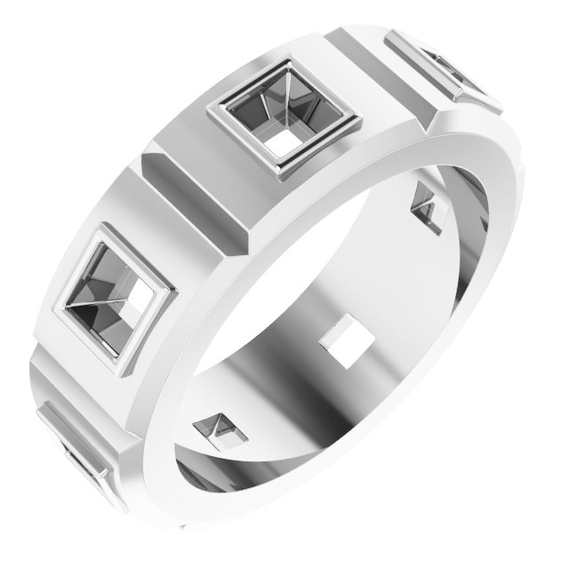 Bezel-Set Beveled-Edge Geometric Band