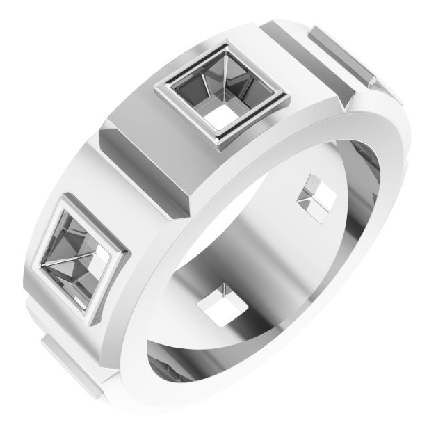 Bezel-Set Beveled-Edge Geometric Band