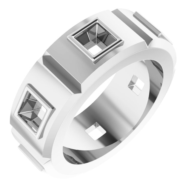 Bezel-Set Beveled-Edge Geometric Band