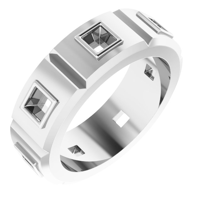 Bezel-Set Beveled-Edge Geometric Band