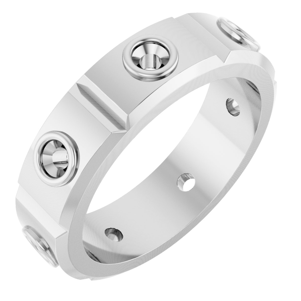 Bezel-Set Beveled-Edge Geometric Band