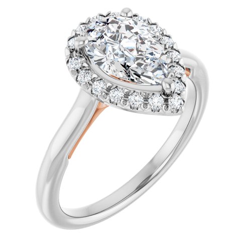 14K White/Rose Pear 1 1/2 ct French-Set Engagement Ring