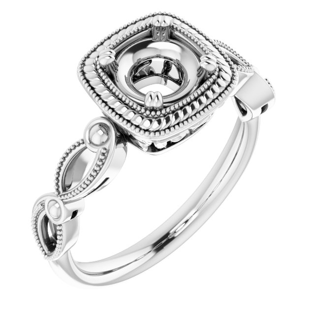 Rope & Milgrain Solitaire Ring