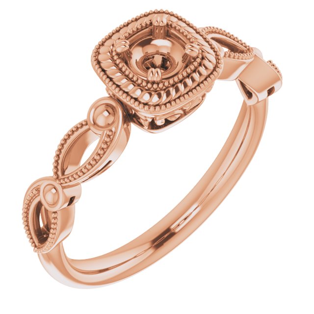 Rope & Milgrain Solitaire Ring