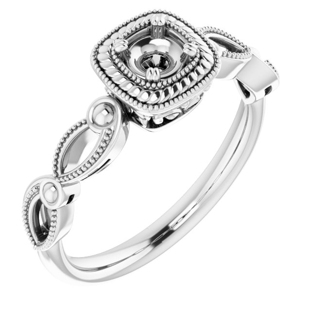 Rope & Milgrain Solitaire Ring
